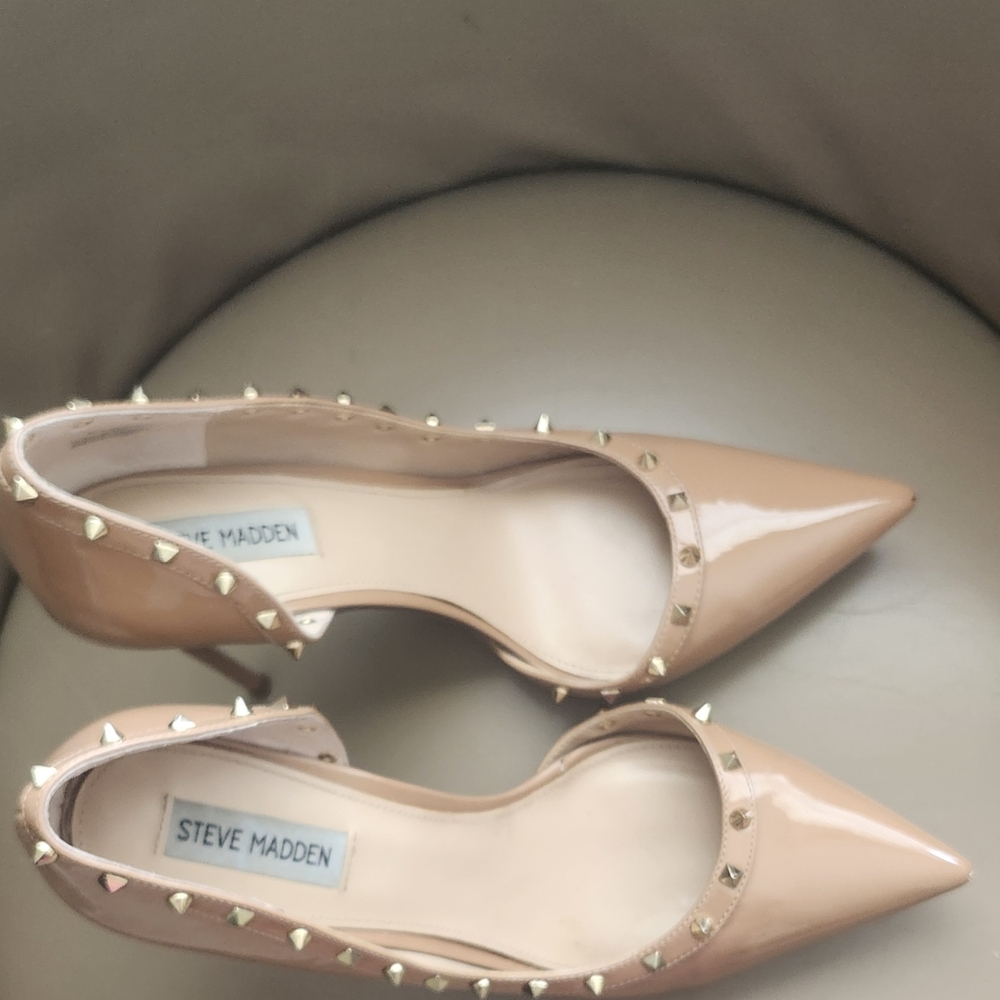 Steve Madden size 10M Brown Studded Velocity Camel Patent high heel Size 10M - Picture 8 of 9